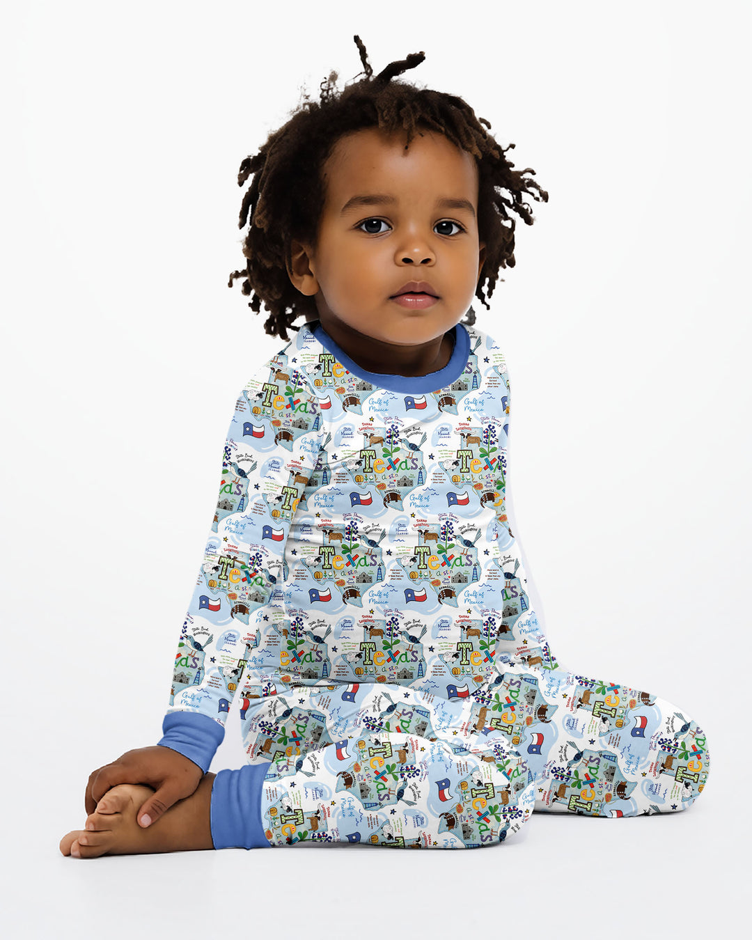 Texas Map Family Matching Bamboo Two Piece Long Sleeve Pajama Set