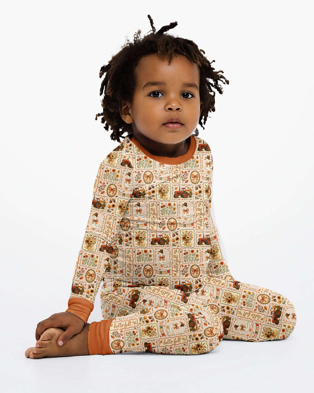 Farmhouse Fall Goose Family Matching Bamboo Two Piece Long Sleeve Pajama Set