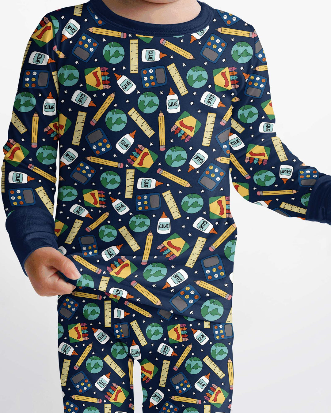 School Supply Bamboo Two Piece Long Sleeve Pajama Set