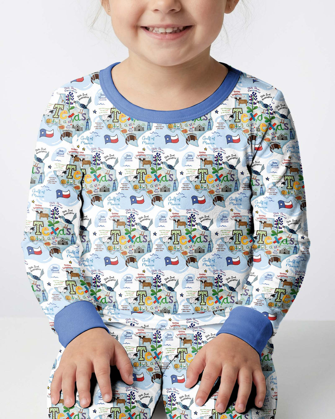 Texas Map Family Matching Bamboo Two Piece Long Sleeve Pajama Set
