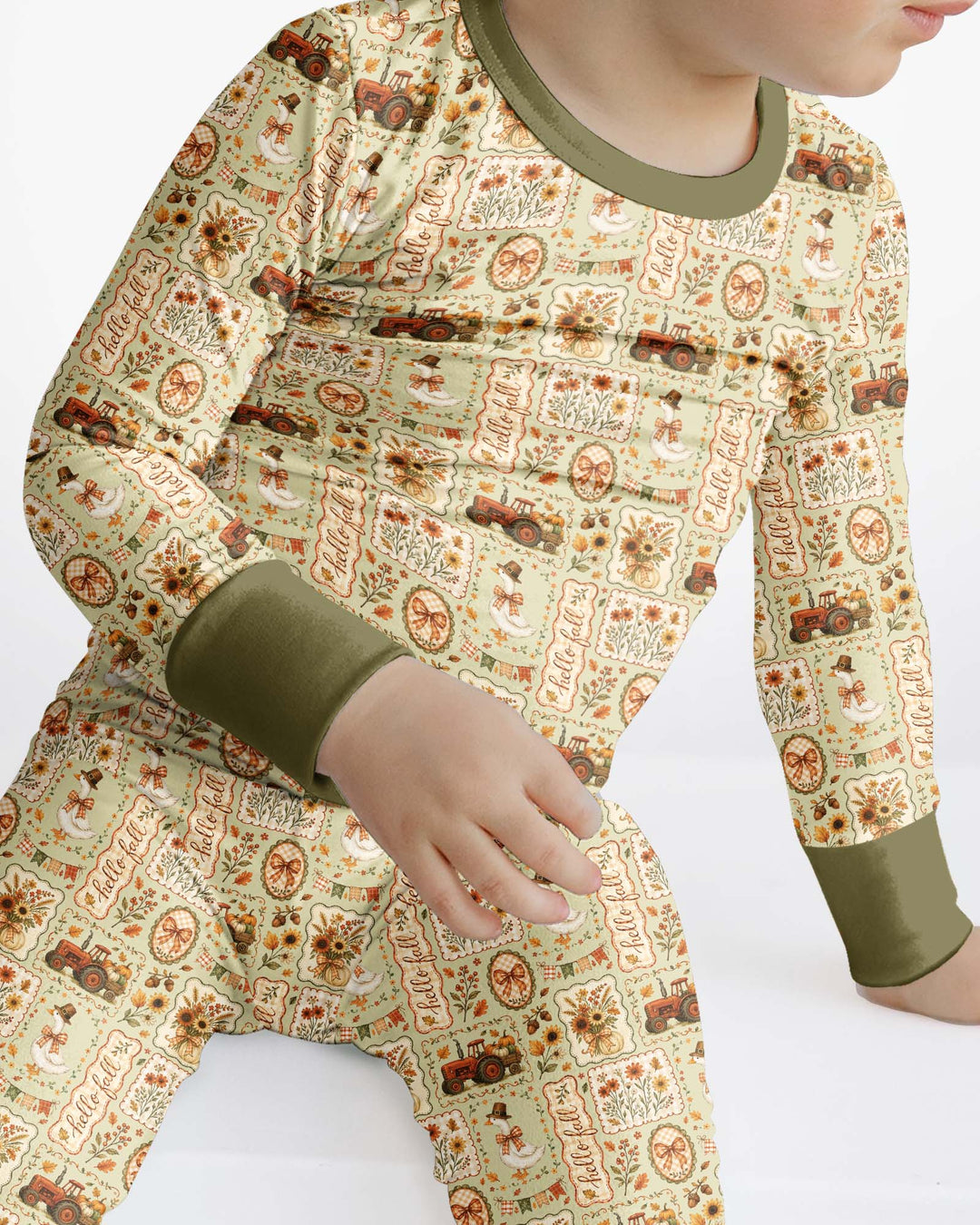 Farmhouse Fall Goose Family Matching Bamboo Two Piece Long Sleeve Pajama Set