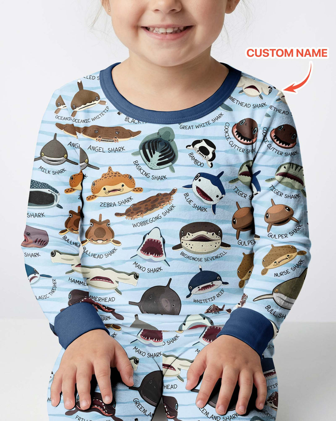 Shark Faces Bamboo Two Piece Long Sleeve Pajama Set