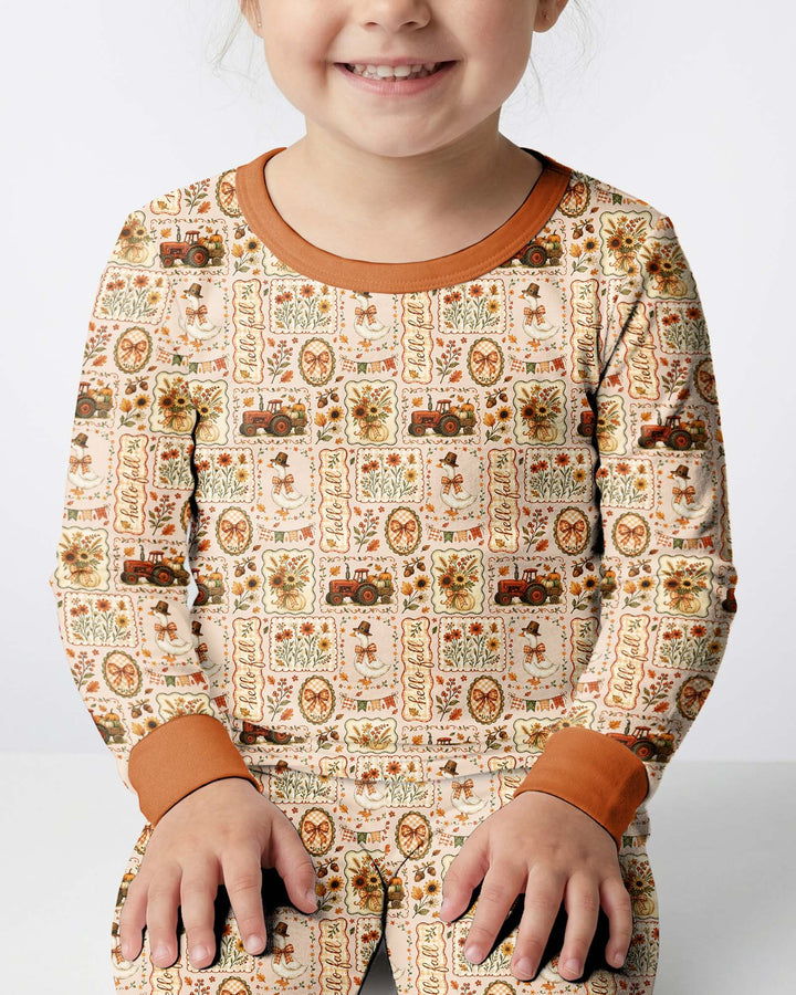 Farmhouse Fall Goose Family Matching Bamboo Two Piece Long Sleeve Pajama Set