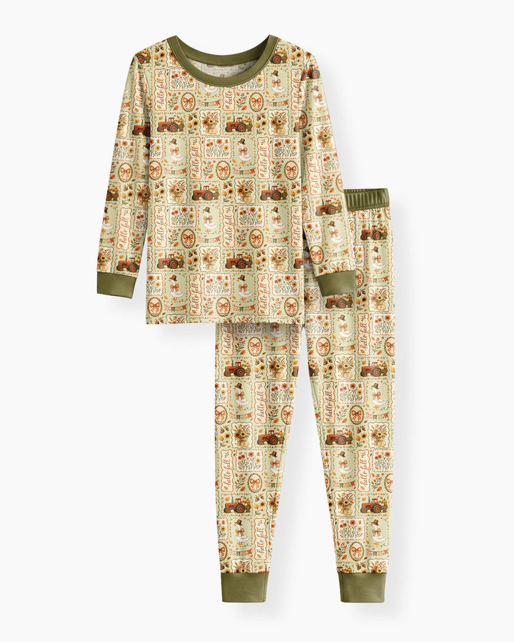 Farmhouse Fall Goose Family Matching Bamboo Two Piece Long Sleeve Pajama Set