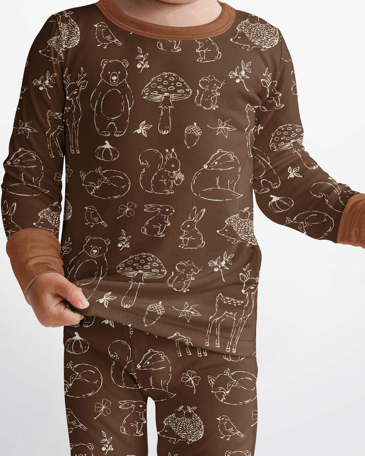 Autumn Woodland Bamboo Two Piece Long Sleeve Pajama Set