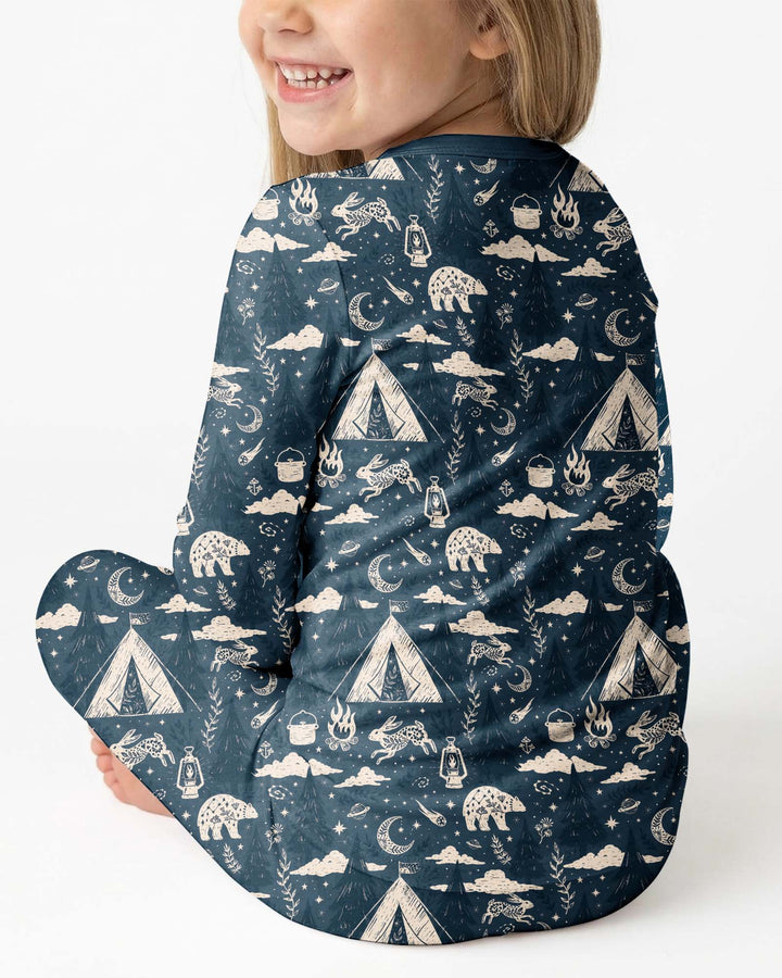 Night Camping Adventure Matching Family Bamboo Two Piece Long Sleeve Pajama Set
