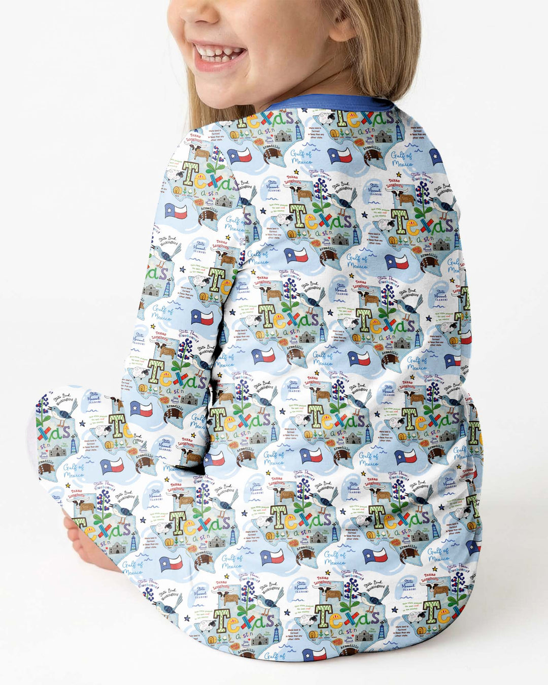 Texas Map Family Matching Bamboo Two Piece Long Sleeve Pajama Set