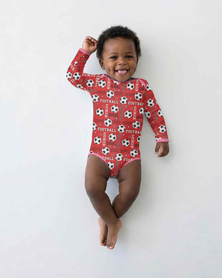Red Soccer Ball Bamboo Bodysuit