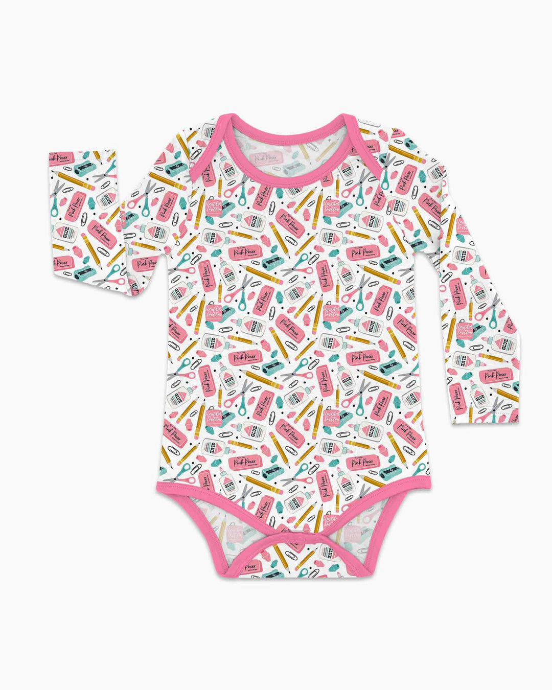 Pink Power School Supplies Bamboo Bodysuit