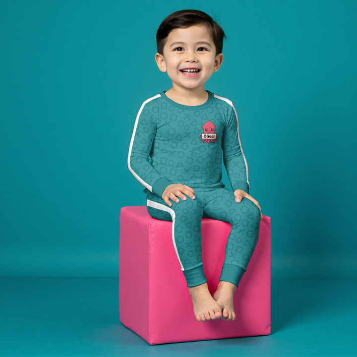 Little Squidze Squad Two Piece Long Sleeve Pajama Set For Boy