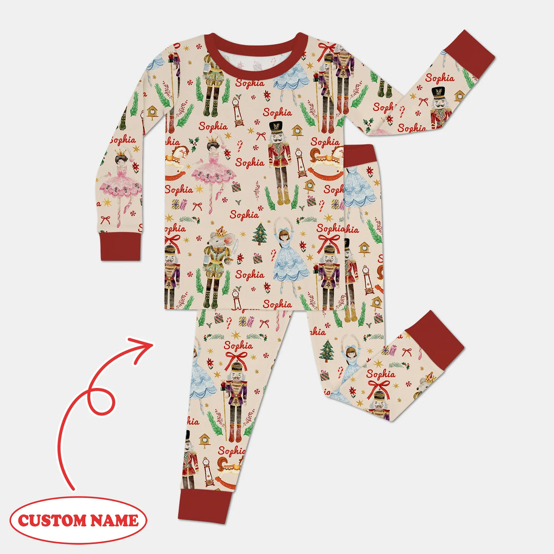 Nutcracker’s Christmas Dream Custom Name Two Piece Long Sleeve Pajama Set , Nutcracker’s Christmas Dream Custom Name Two Piece Long Sleeve Pajama Set - 12-18M