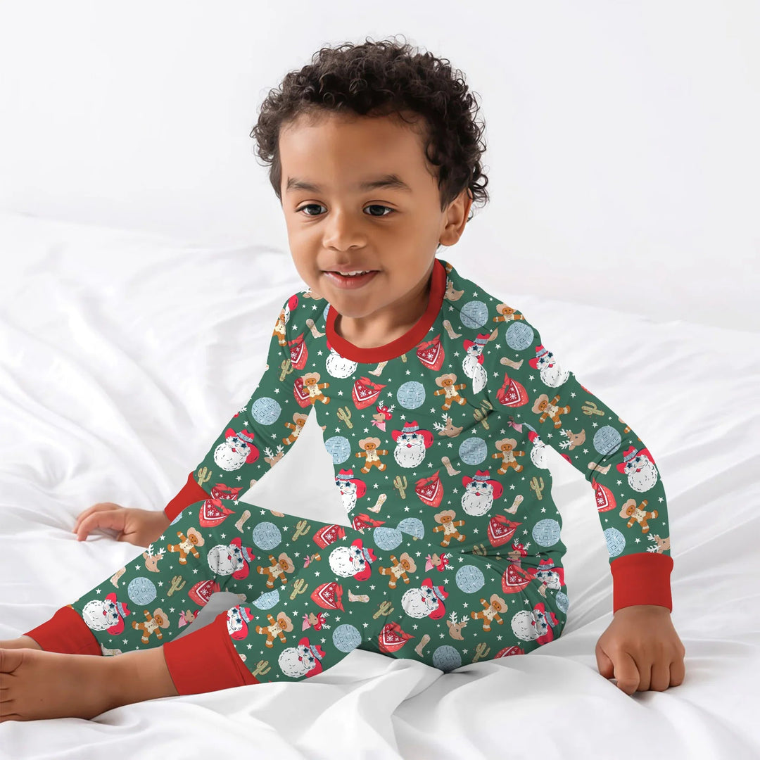 Lovely Western Christmas Boy Two Piece Long Sleeve Pajama Set - Zumbamboo