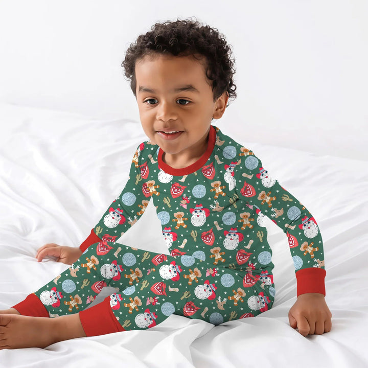 Lovely Western Christmas Boy Two Piece Long Sleeve Pajama Set - Zumbamboo