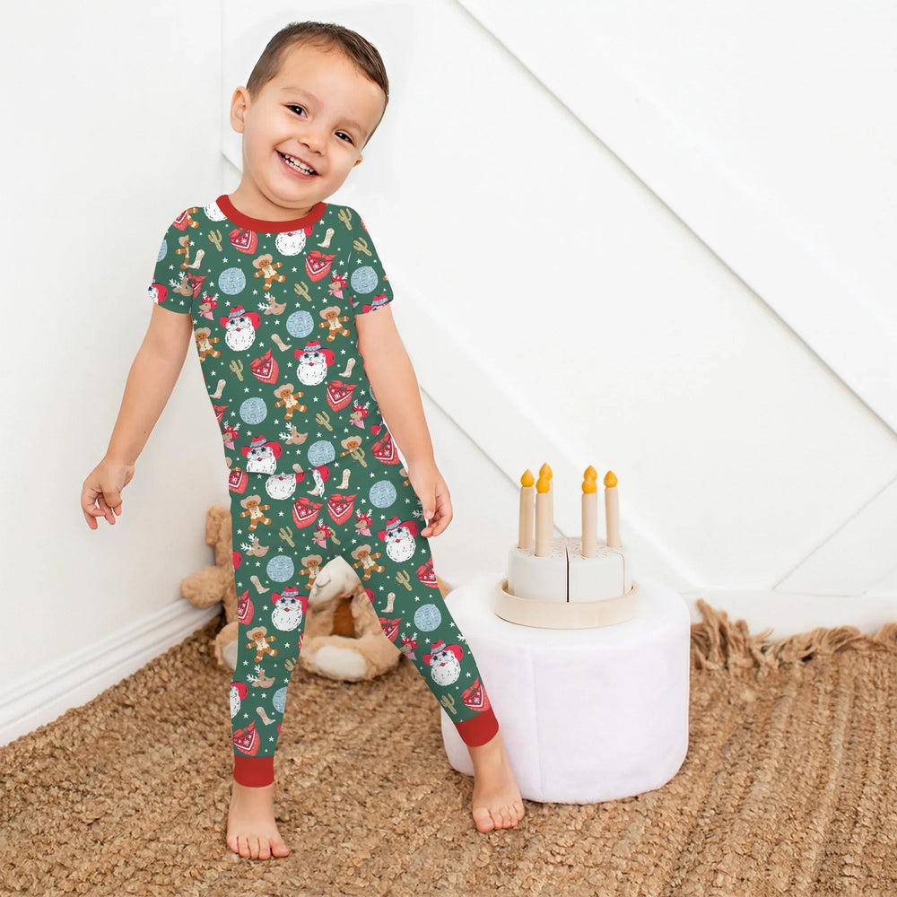 Lovely Western Christmas Boy Two Piece Short Sleeve Pajama Set - Zumbamboo
