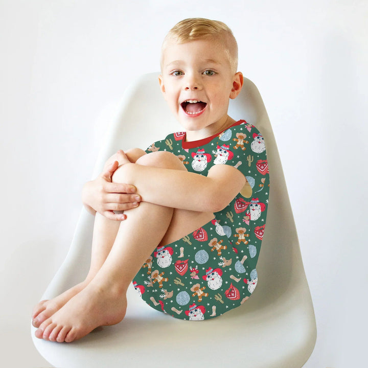 Lovely Western Christmas Boy Two Piece Short Sleeve Shorts Pajama Set - Zumbamboo