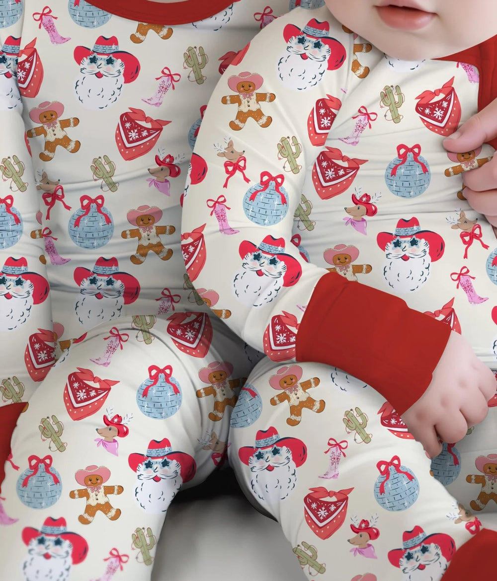 Lovely Western Christmas Girl Two Piece Long Sleeve Pajama Set - Zumbamboo