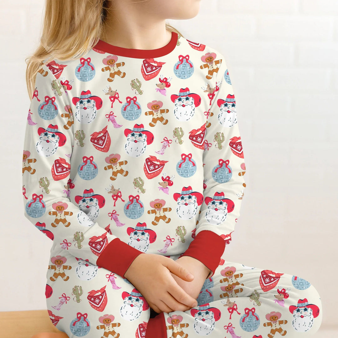 Lovely Western Christmas Girl Two Piece Long Sleeve Pajama Set - Zumbamboo