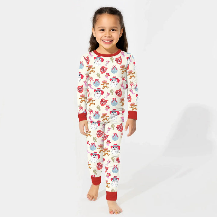 Lovely Western Christmas Girl Two Piece Long Sleeve Pajama Set - Zumbamboo