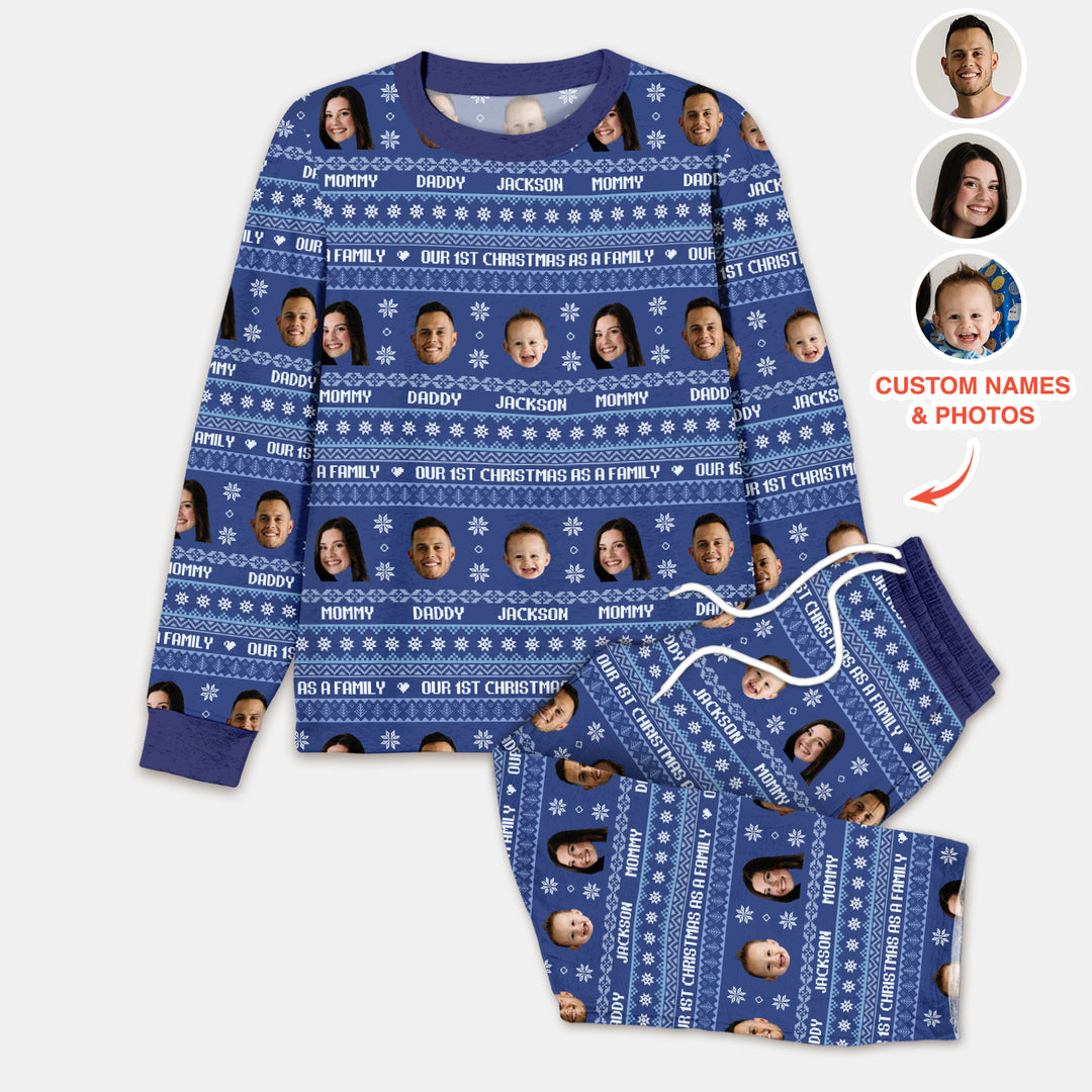 Custom Photo Our 1st Christmas as a Family Custom Men's Pajama Set