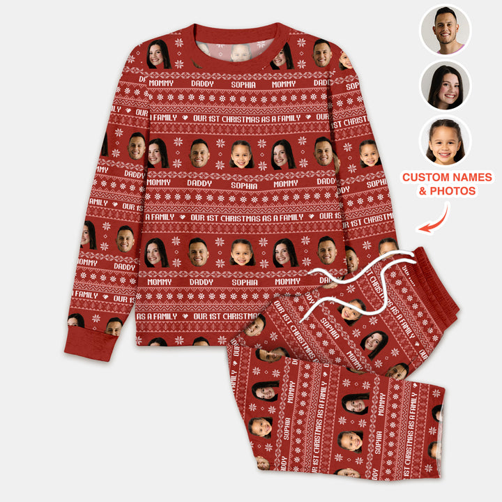 Custom Photo Our 1st Christmas as a Family Custom Men's Pajama Set
