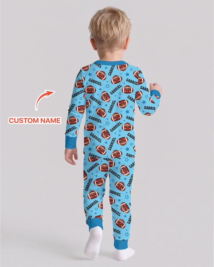 Personalized Sports Dumpling Custom Name Bamboo Two Piece Long Sleeve Pajama Set