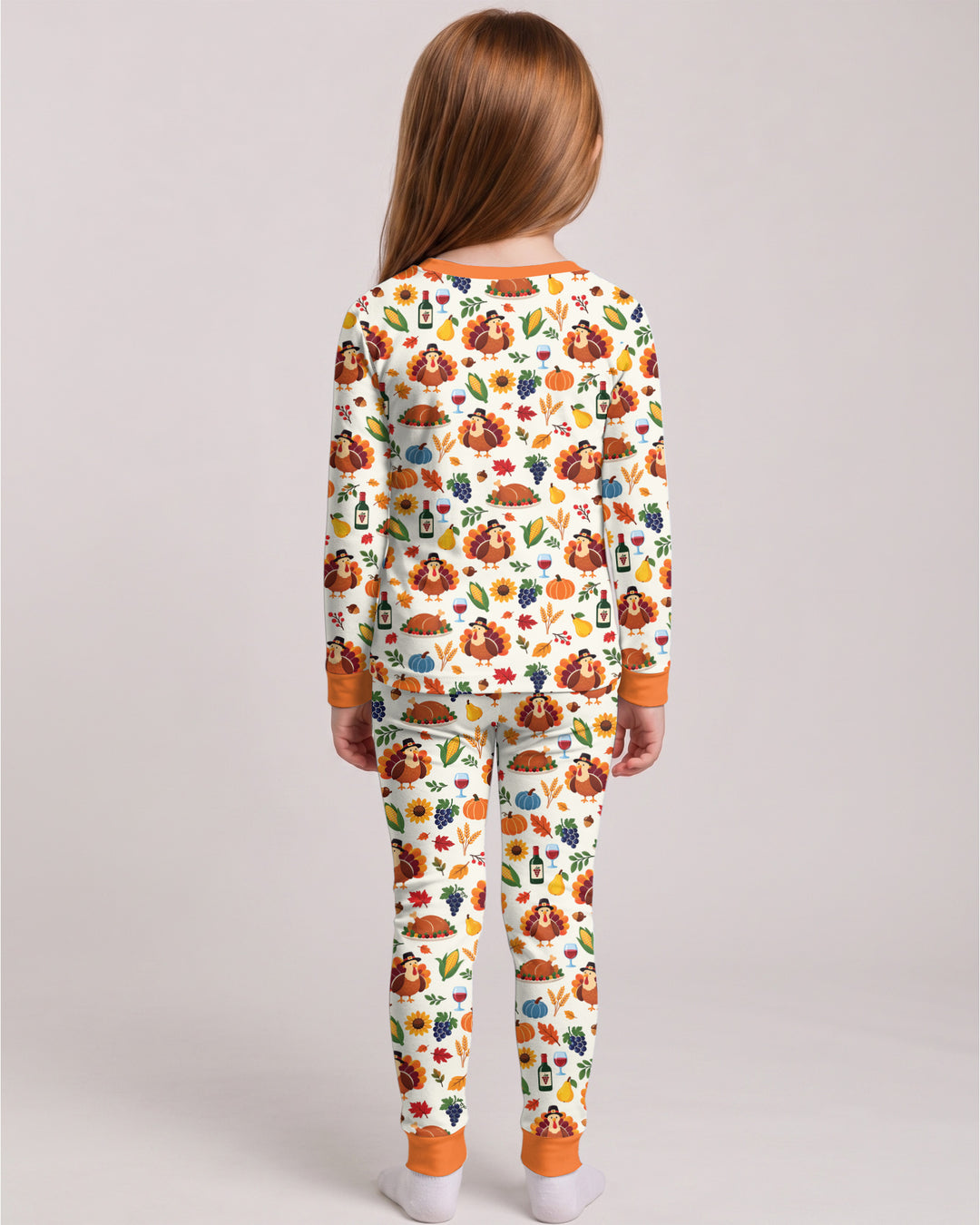 Thanksgiving Turkey Wine Harvest Bamboo Two Piece Long Sleeve Pajama Set