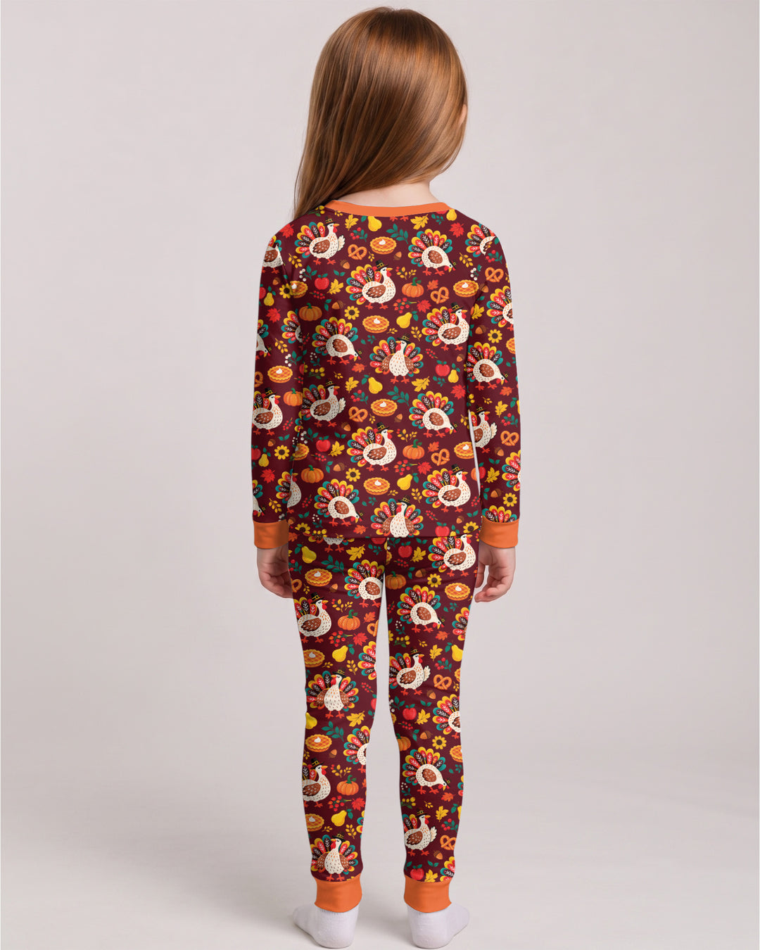 Festive Turkey Fall Harvest Bamboo Two Piece Long Sleeve Pajama Set