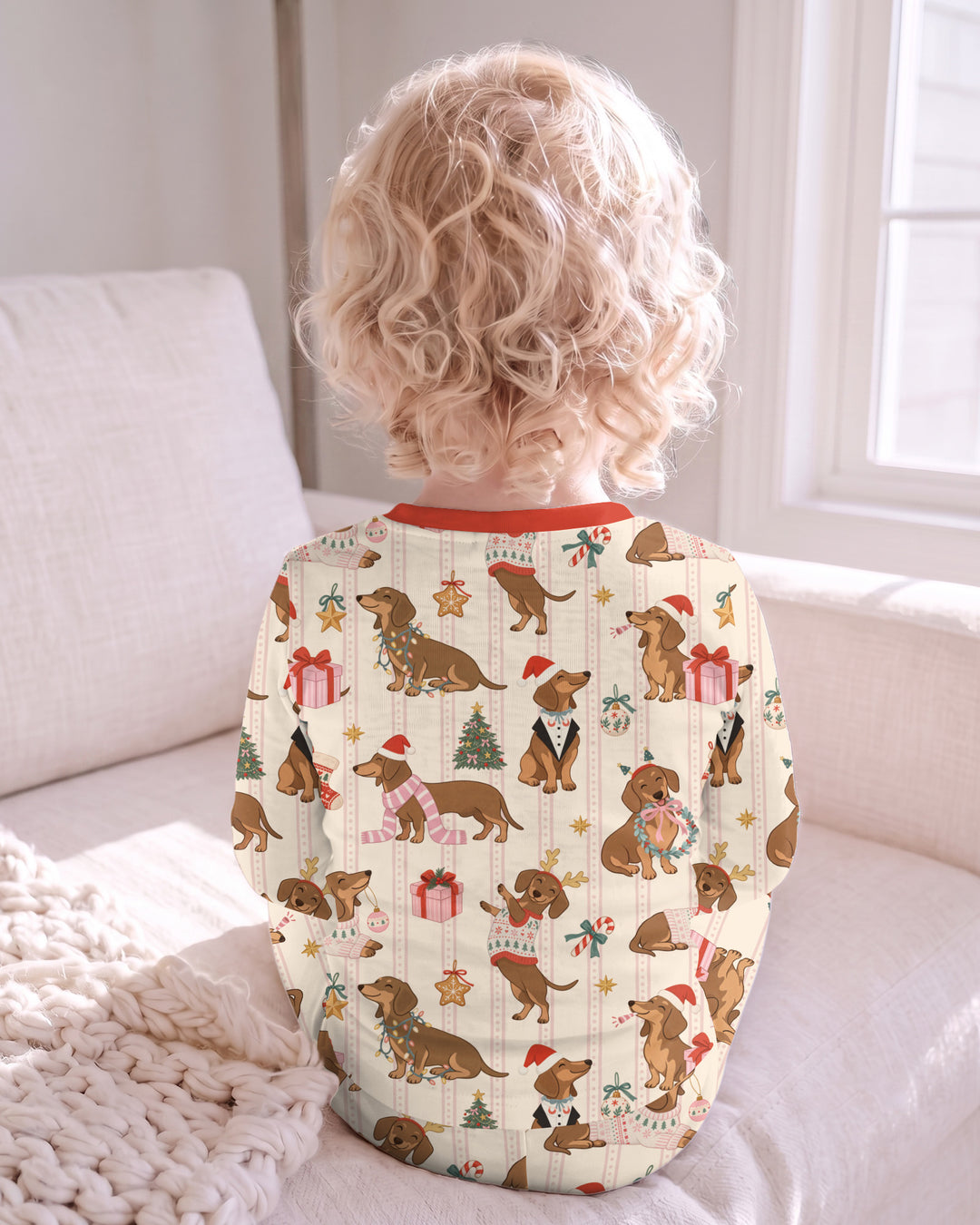 Christmas Dachshund Cute Vintage Bamboo Two Piece Long Sleeve Pajama Set
