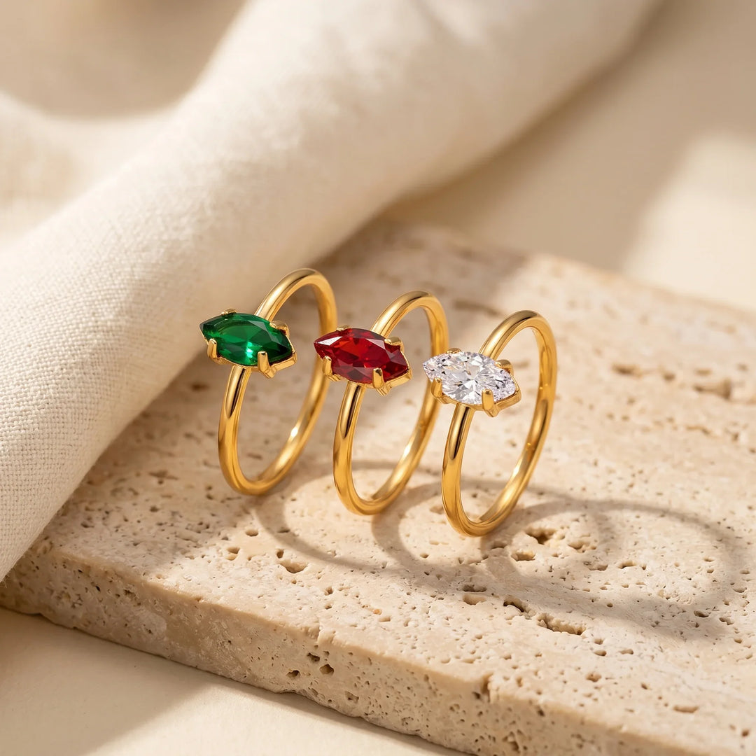 Dainty Marquise Birthstone Ring