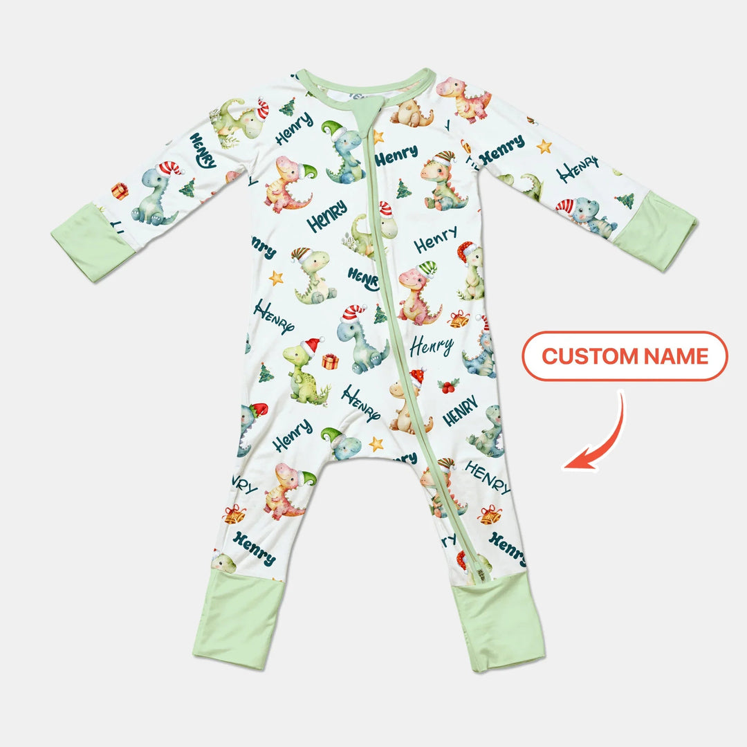 Merry Christmas Dinosaur Custom Name Convertible Zippy - Zumbamboo