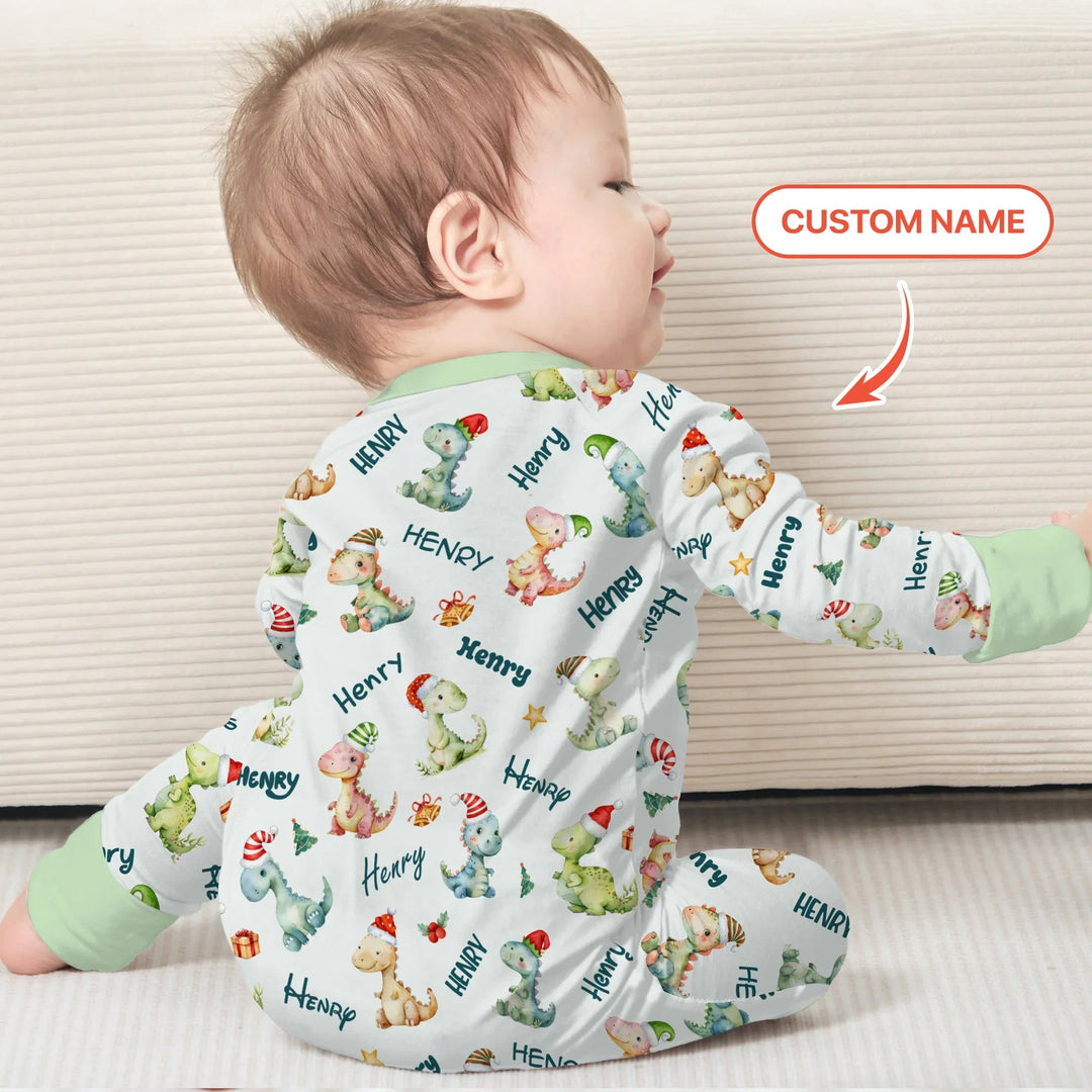 Merry Christmas Dinosaur Custom Name Convertible Zippy - Zumbamboo