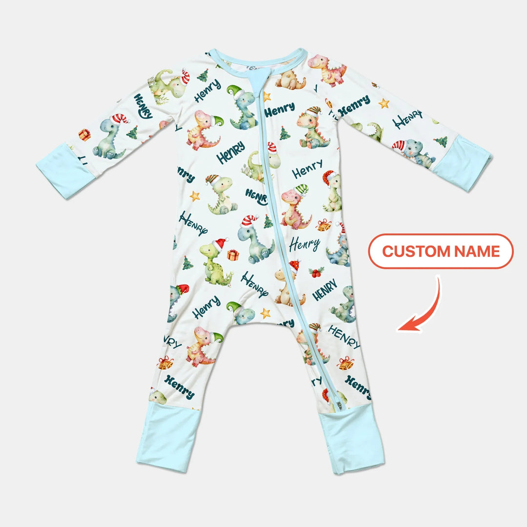 Merry Christmas Dinosaur Custom Name Convertible Zippy - Zumbamboo