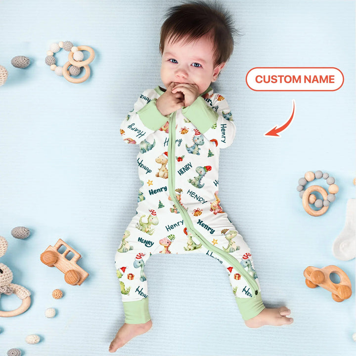 Merry Christmas Dinosaur Custom Name Convertible Zippy - Zumbamboo