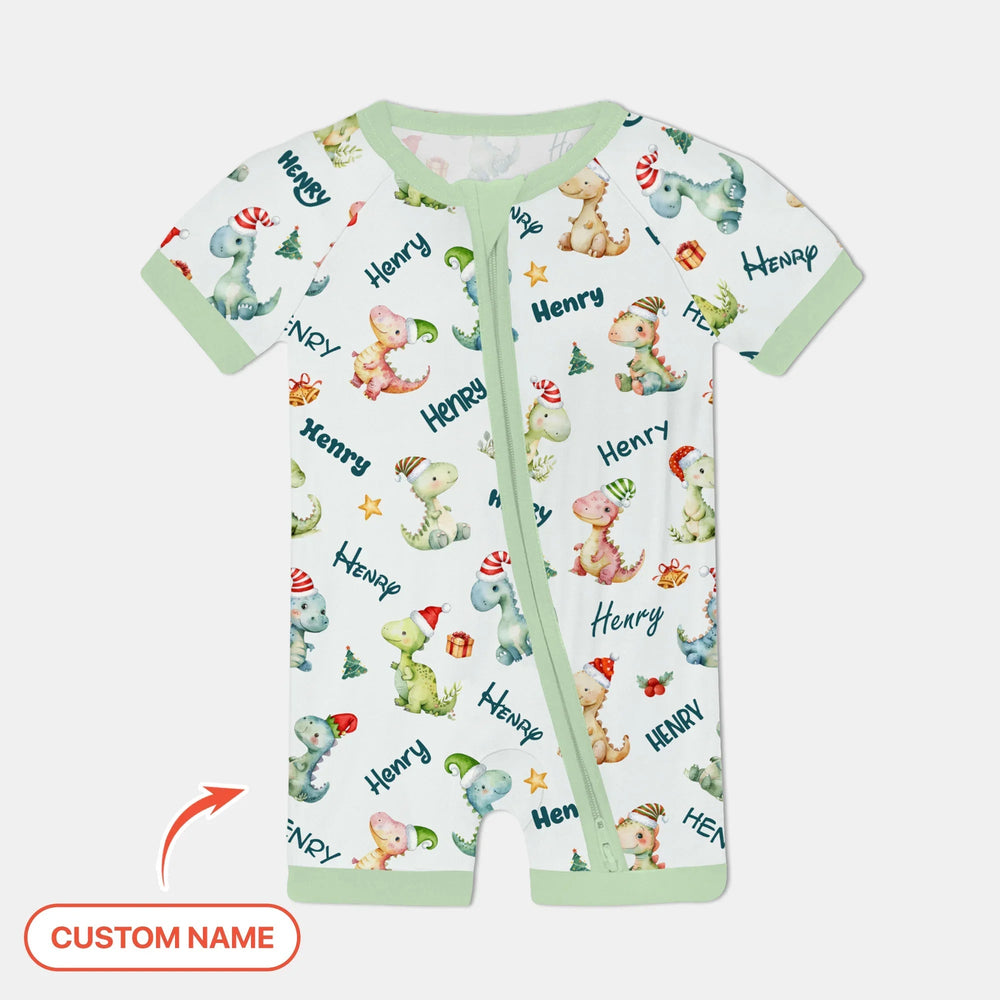 Merry Christmas Dinosaur Custom Name Shorty Zippy - Zumbamboo