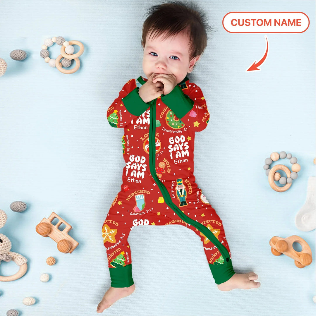Merry Christmas God Says I Am Custom Name Convertible Zippy - Zumbamboo