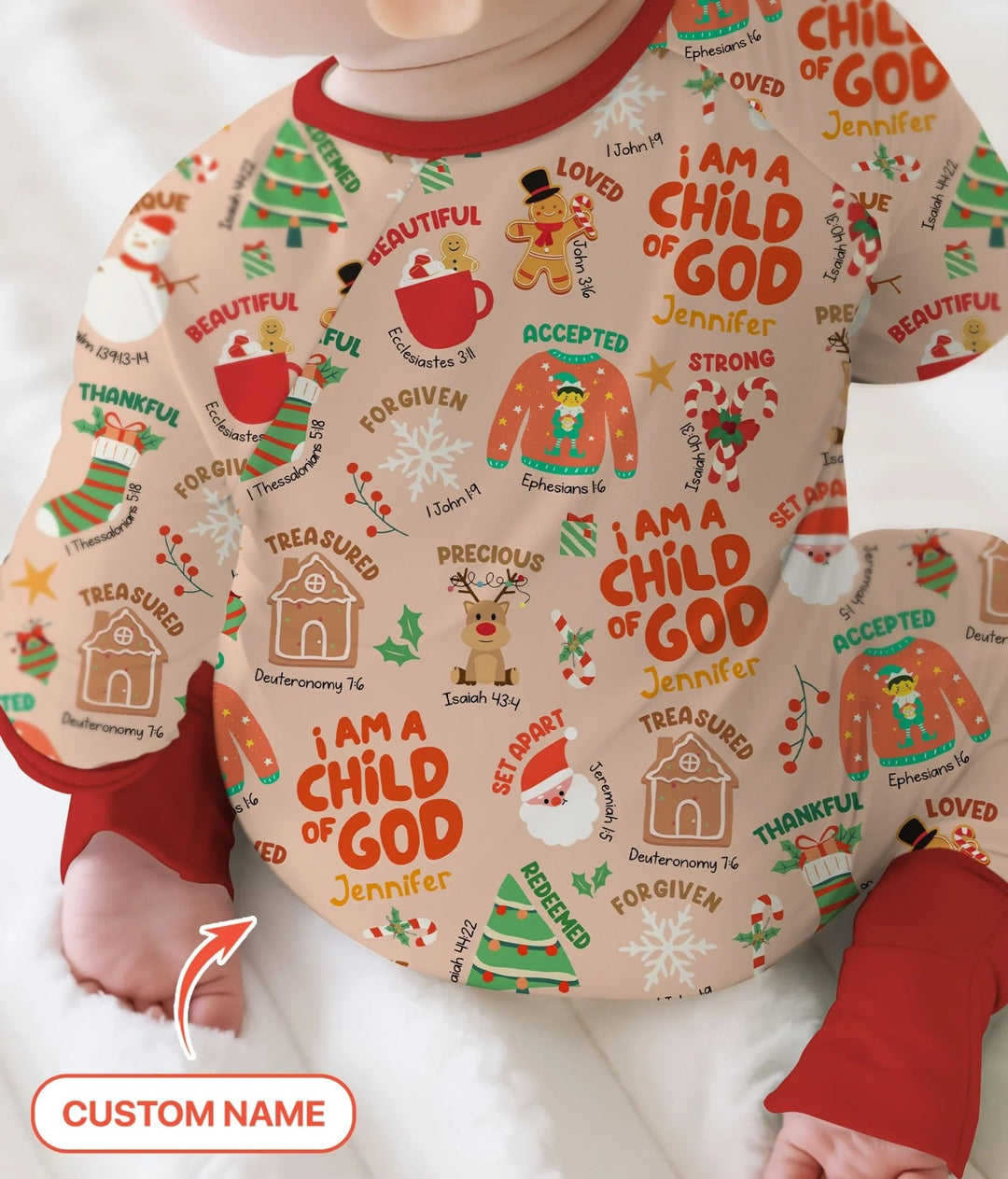 Merry Christmas I Am A Child Of God Custom Name Convertible Zippy - Zumbamboo