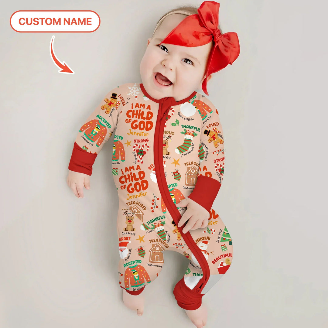 Merry Christmas I Am A Child Of God Custom Name Convertible Zippy - Zumbamboo