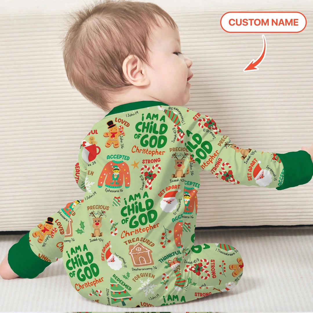 Merry Christmas I Am A Child Of God Custom Name Convertible Zippy - Zumbamboo