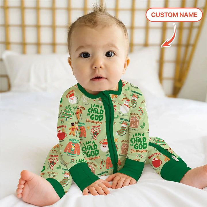 Merry Christmas I Am A Child Of God Custom Name Convertible Zippy - Zumbamboo