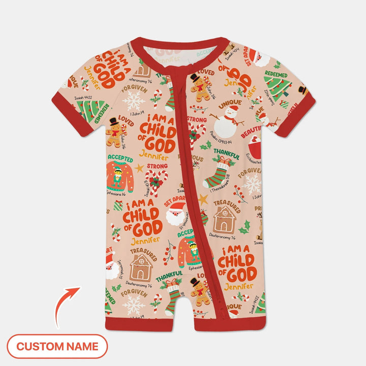 Merry Christmas I Am A Child Of God Custom Name Shorty Zippy , Merry Christmas I Am A Child Of God Custom Name Shorty Zippy - 0-3M