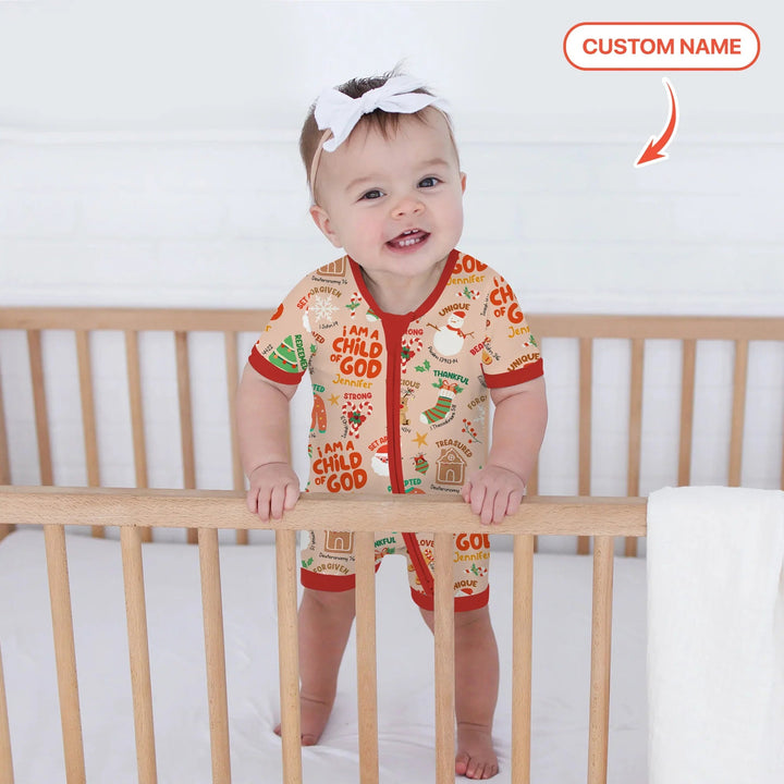 Merry Christmas I Am A Child Of God Custom Name Shorty Zippy , Merry Christmas I Am A Child Of God Custom Name Shorty Zippy - 0-3M