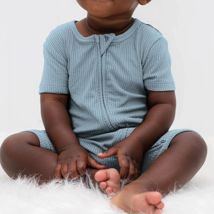 Misty Blue Ribbed Shorty Zippy - Zumbamboo