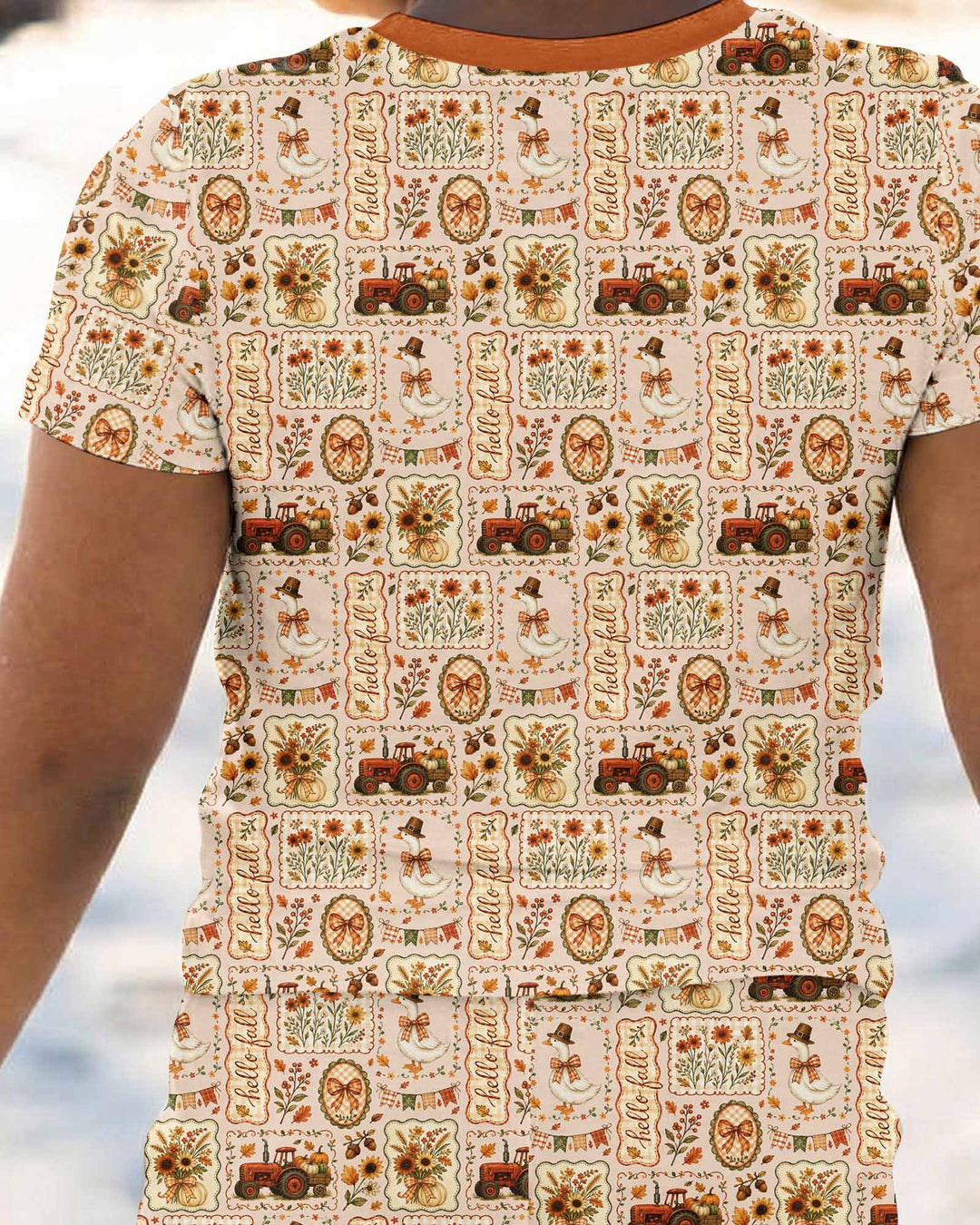 Farmhouse Fall Goose Family Matching Bamboo Two Piece Short Sleeve Pajama Set