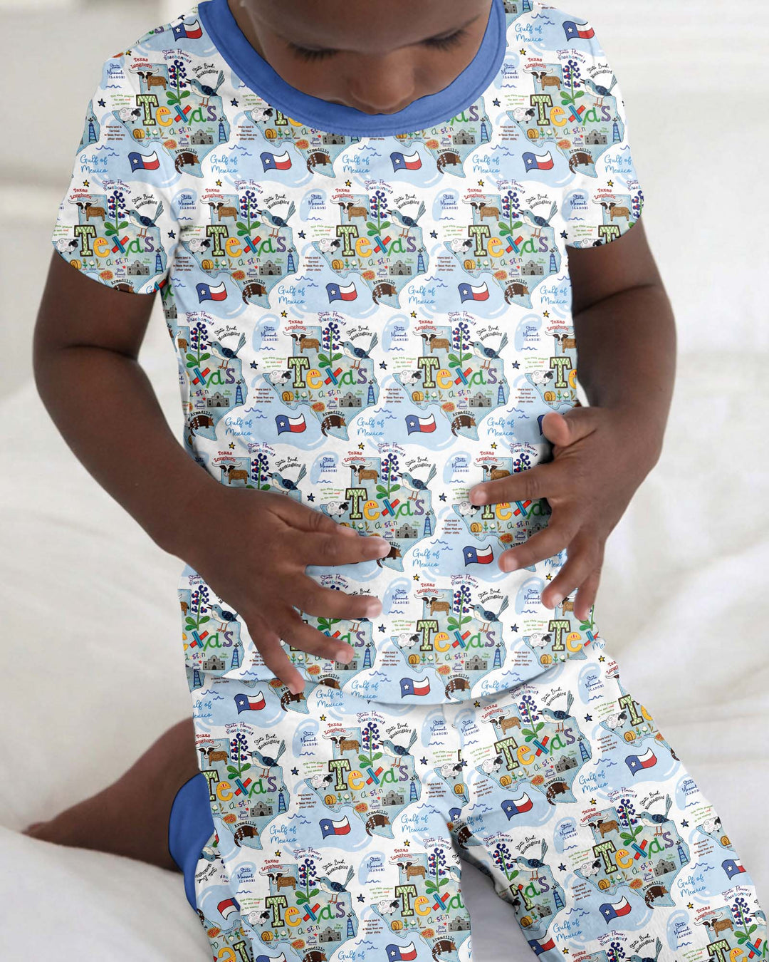 Texas Map Family Matching Bamboo Two Piece Short Sleeve Pajama Set