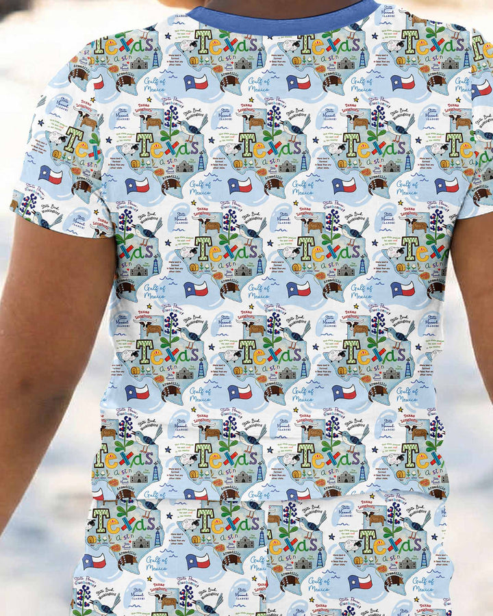 Texas Map Family Matching Bamboo Two Piece Short Sleeve Pajama Set