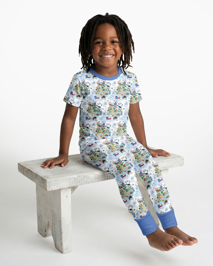 Texas Map Family Matching Bamboo Two Piece Short Sleeve Pajama Set