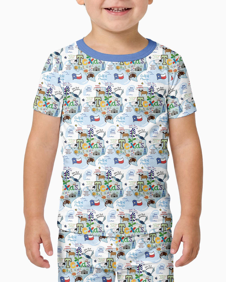 Texas Map Family Matching Bamboo Two Piece Short Sleeve Pajama Set