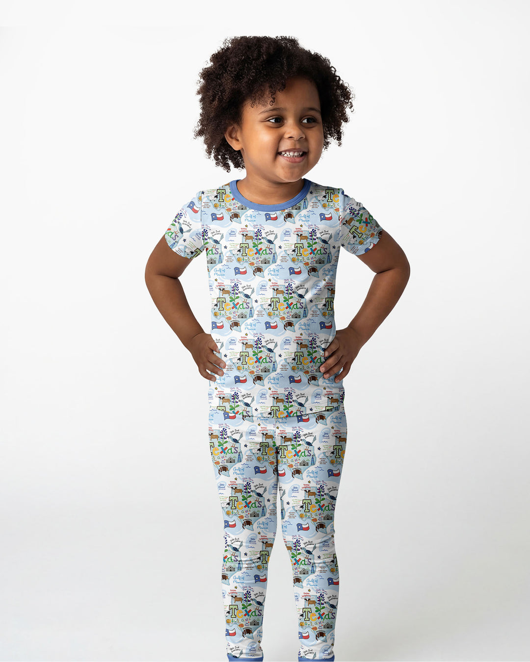 Texas Map Family Matching Bamboo Two Piece Short Sleeve Pajama Set