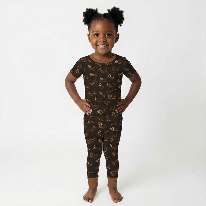 Black History Alphabet Two Piece Short Sleeve Pajama Set