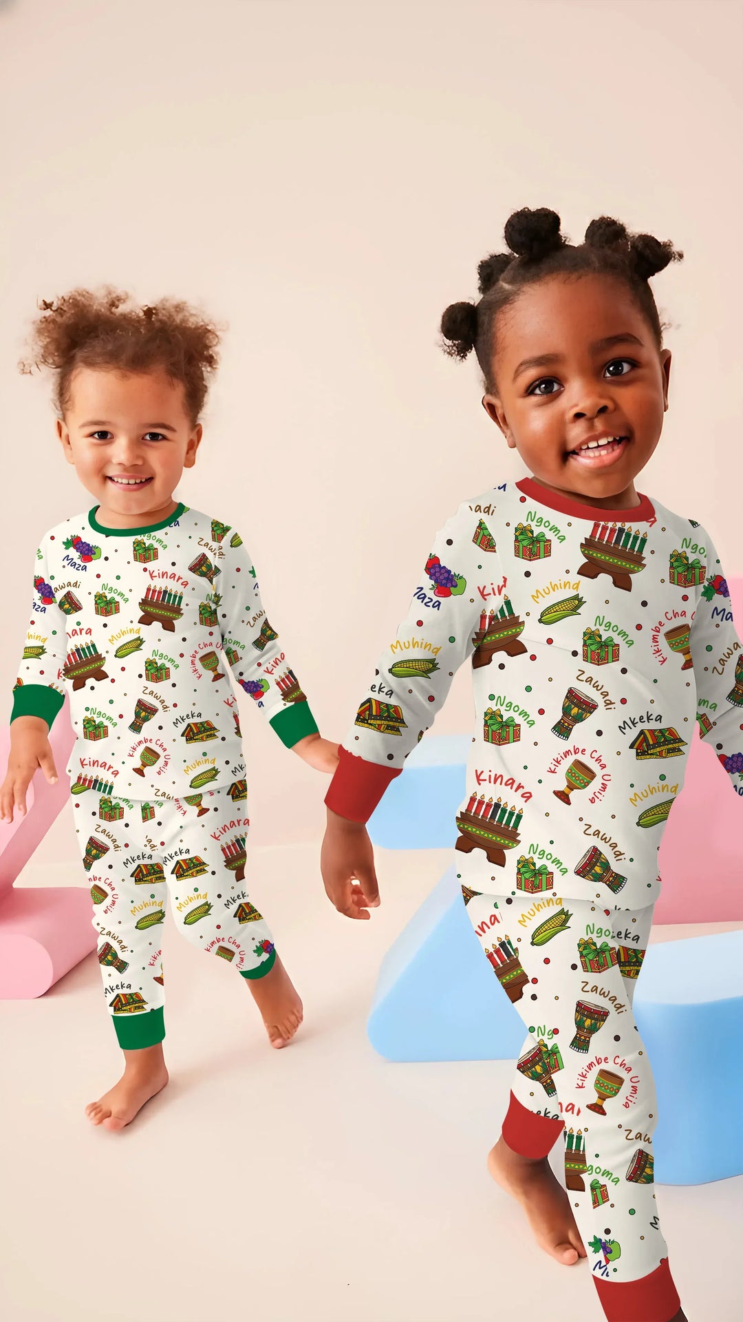 Happy Kwanzaa Family Matching Two Piece Long Sleeve Pajama Set